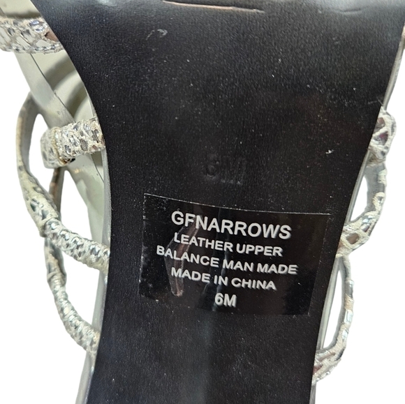 Guess Metallic Silver Leather Strappy Stiletto High Heels Size 6 Women's - Picture 10 of 13